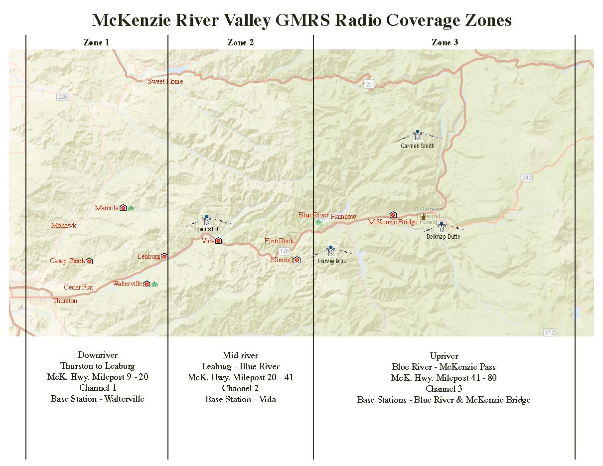 GMRS Raido Coverage Zones